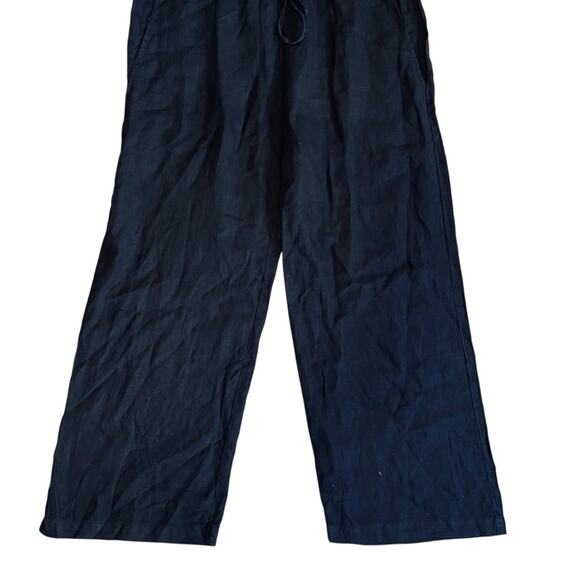 Velvet Graham & Spencer Women’s M Black Linen Jumpsuit Short Sleeve Button Front - Picture 7 of 15